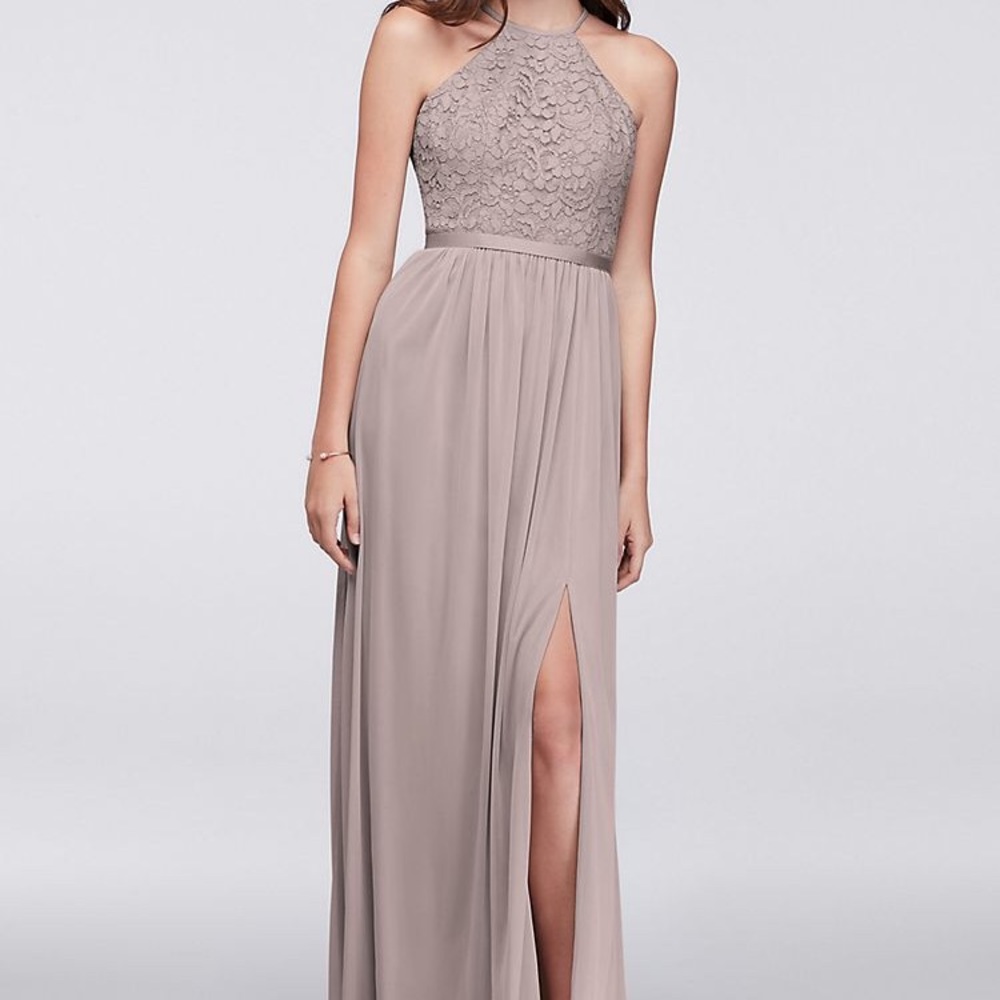 David’s Bridal opens back lace mesh dress